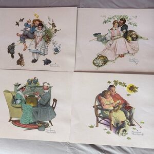 Norman Rockwell Pastel Family Scenes in Pink, Green, Blue and Brown